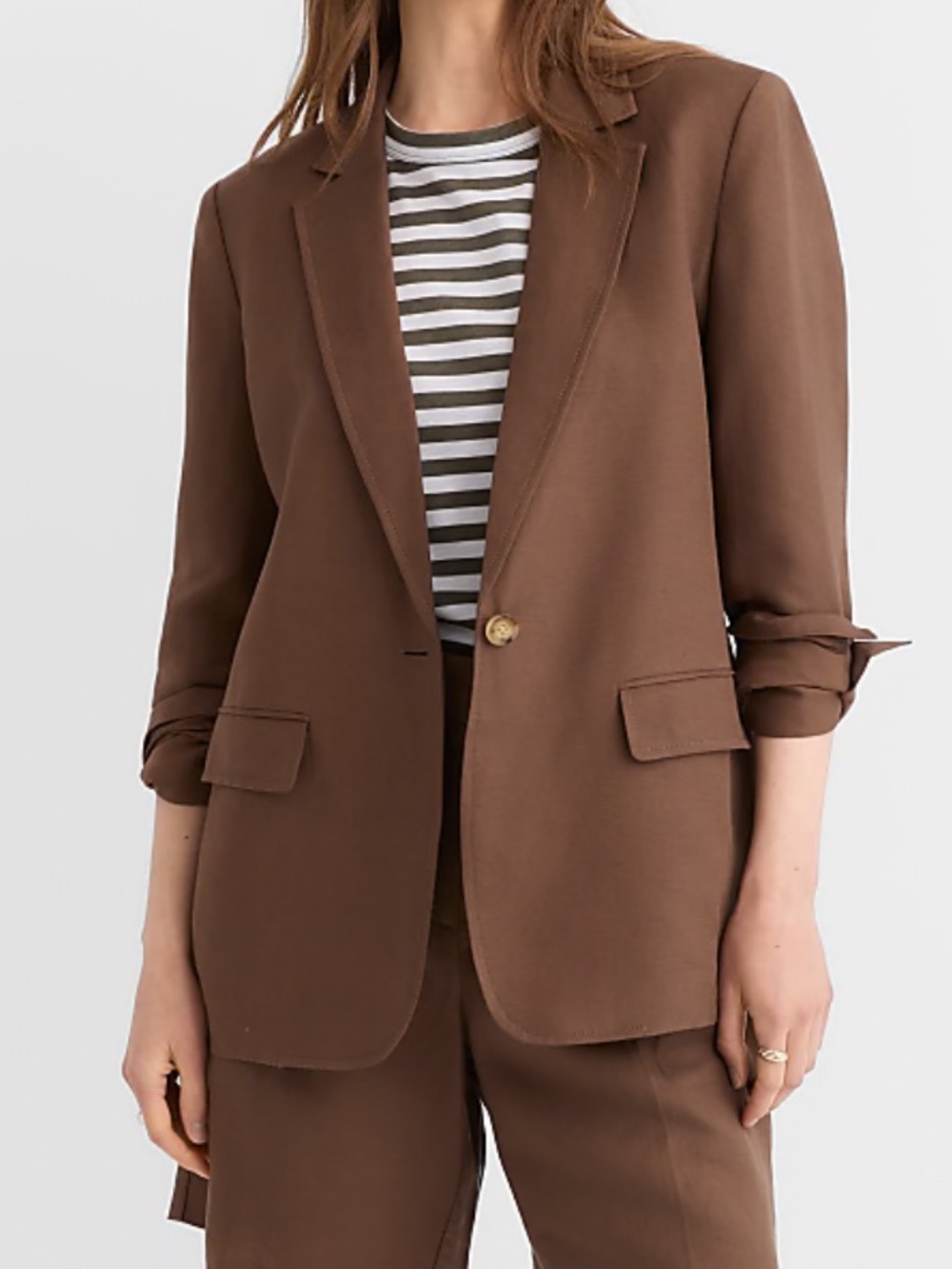 Women's Oversized Linen Brown Blazer